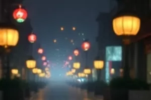 《雪落无声》白茫茫的窗外景，室内只有台灯亮着