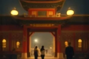 《灯塔以北》海岸灯塔的远景，光线扫过海面